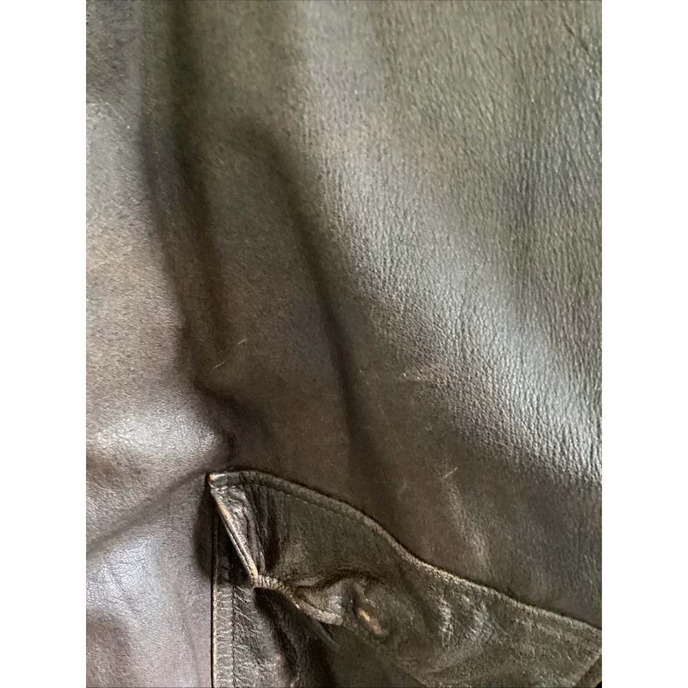 LL‎ Bean Vintage Leather Flight Jacket Brown A-2 Bomber Made in USA Size 42